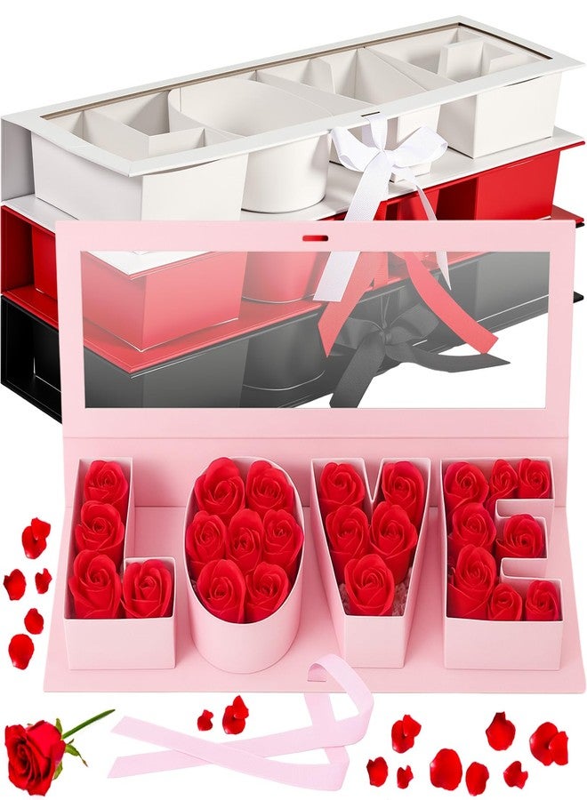 Weekgrat 4 Pack Love Flower Gift Box Empty Letter Love Fillable Floral Box Chocolate Rose Present Strawberry Packaging boxes for Mother's Day Valentine's Day (Mix Colors) - Image 1